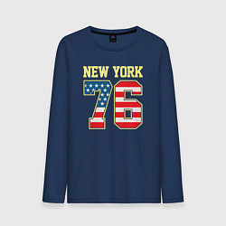 Лонгслив хлопковый мужской New York 76, цвет: тёмно-синий