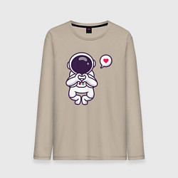 Лонгслив хлопковый мужской Astronaut love, цвет: миндальный