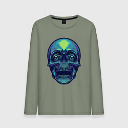 Лонгслив хлопковый мужской Skull mood, цвет: авокадо