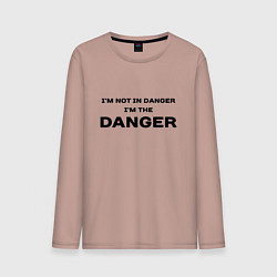 Лонгслив хлопковый мужской Im not in danger - im the danger, цвет: пыльно-розовый