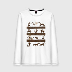Лонгслив хлопковый мужской Древняя охота, цвет: белый