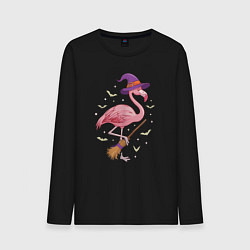 Лонгслив хлопковый мужской Фламинго хэллоуин, цвет: черный
