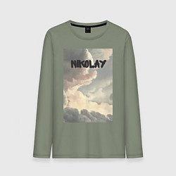 Лонгслив хлопковый мужской Nikolay облака, цвет: авокадо