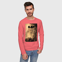 Лонгслив хлопковый мужской Oleg облака мрачные, цвет: коралловый — фото 2