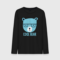 Лонгслив хлопковый мужской Крутой мишка, цвет: черный