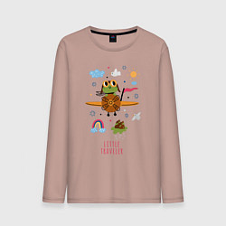 Лонгслив хлопковый мужской Лягушонок пилот, цвет: пыльно-розовый