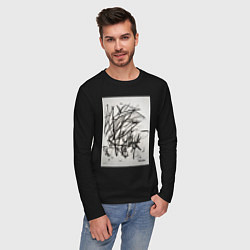 Лонгслив хлопковый мужской Abstract flow, цвет: черный — фото 2