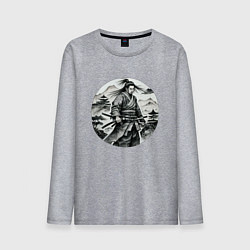 Лонгслив хлопковый мужской Самурай графика, цвет: меланж