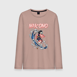 Лонгслив хлопковый мужской Клинок, рассекающий демонов Макомо, цвет: пыльно-розовый