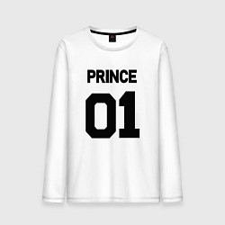 Лонгслив хлопковый мужской Футбольная надпись 01: принц, цвет: белый