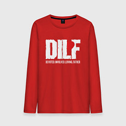 Лонгслив хлопковый мужской Devoted involved loving father - DILF, цвет: красный
