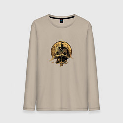 Лонгслив хлопковый мужской Эмблемы элитного рыцаря, цвет: миндальный