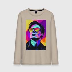 Лонгслив хлопковый мужской Портрет Дурова pop art, цвет: миндальный