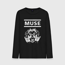 Лонгслив хлопковый мужской Muse rock dog, цвет: черный