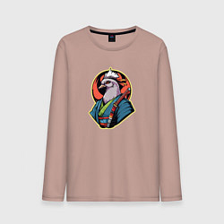 Лонгслив хлопковый мужской Голубь самурай, цвет: пыльно-розовый