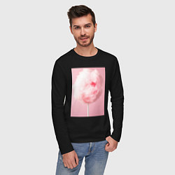 Лонгслив хлопковый мужской Череп сахарная вата, цвет: черный — фото 2