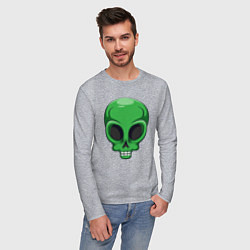 Лонгслив хлопковый мужской Green skeletor, цвет: меланж — фото 2