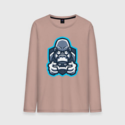 Лонгслив хлопковый мужской Gamer monkey, цвет: пыльно-розовый