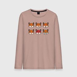 Лонгслив хлопковый мужской Эмоции лисички, цвет: пыльно-розовый