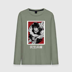 Лонгслив хлопковый мужской Магическая битва Тоджи красный фон, цвет: авокадо