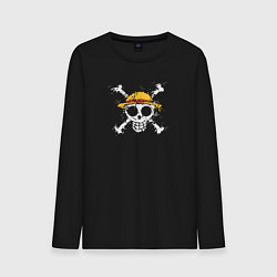 Лонгслив хлопковый мужской One piece ванпис, цвет: черный