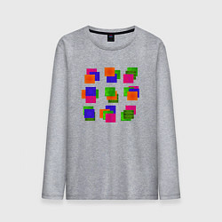 Лонгслив хлопковый мужской Квадраты цветные, цвет: меланж