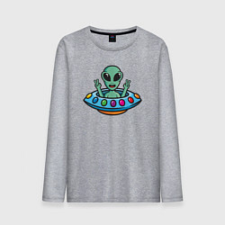 Лонгслив хлопковый мужской Добродушный пришелец, цвет: меланж