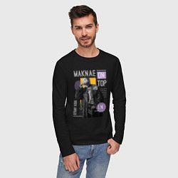 Лонгслив хлопковый мужской Stray kids Maknae on top IN, цвет: черный — фото 2