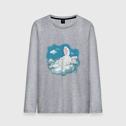Лонгслив хлопковый мужской Зайчик спит на облаках, цвет: меланж