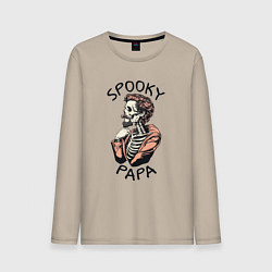 Лонгслив хлопковый мужской Spooky papa, цвет: миндальный