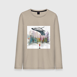 Лонгслив хлопковый мужской Моя реальность, цвет: миндальный