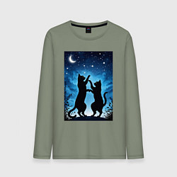 Мужской лонгслив Танцующие коты под звёздным небом