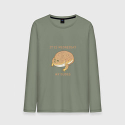 Лонгслив хлопковый мужской Жаба из мема среда мои чуваки, цвет: авокадо