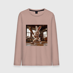 Лонгслив хлопковый мужской Заяц и бейсбол, цвет: пыльно-розовый