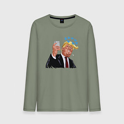 Лонгслив хлопковый мужской Твиттер Трампа, цвет: авокадо
