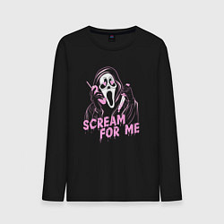 Лонгслив хлопковый мужской Ghostface scream for me, цвет: черный