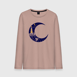 Лонгслив хлопковый мужской Лунный маяк, цвет: пыльно-розовый