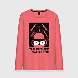 Лонгслив хлопковый мужской Бендер - будущее наблюдает, цвет: коралловый