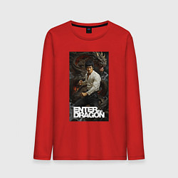 Лонгслив хлопковый мужской Брюс Ли - выход дракона, цвет: красный
