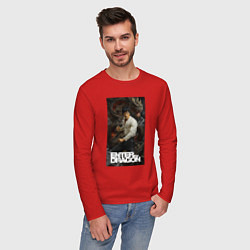 Лонгслив хлопковый мужской Брюс Ли - выход дракона, цвет: красный — фото 2