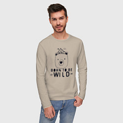 Лонгслив хлопковый мужской Wild bear, цвет: миндальный — фото 2