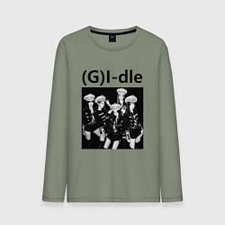 Лонгслив хлопковый мужской G I-dle группа в стиле империи, цвет: авокадо