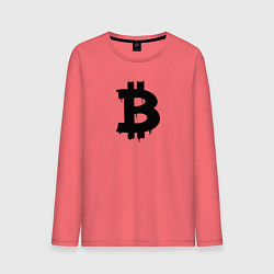 Лонгслив хлопковый мужской Биткоин - знак, цвет: коралловый
