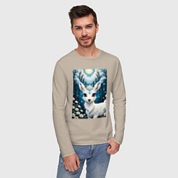 Лонгслив хлопковый мужской Сказочный олененок, цвет: миндальный — фото 2