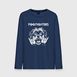 Лонгслив хлопковый мужской Foo Fighters rock dog, цвет: тёмно-синий