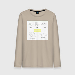 Лонгслив хлопковый мужской Big bang подписи участников, цвет: миндальный