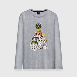 Лонгслив хлопковый мужской Exo в виде милых зверушек, цвет: меланж