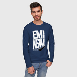 Лонгслив хлопковый мужской Eminem - microphone, цвет: тёмно-синий — фото 2