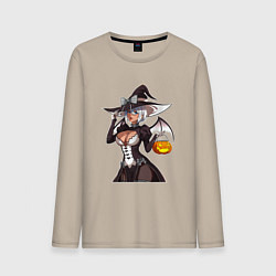 Лонгслив хлопковый мужской 2B ведьма - Nier automata, цвет: миндальный