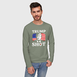 Лонгслив хлопковый мужской Trump shot, цвет: авокадо — фото 2